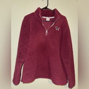 Victoria's Secret Maroon Sherpa Quarter-Zip Sweatshirt